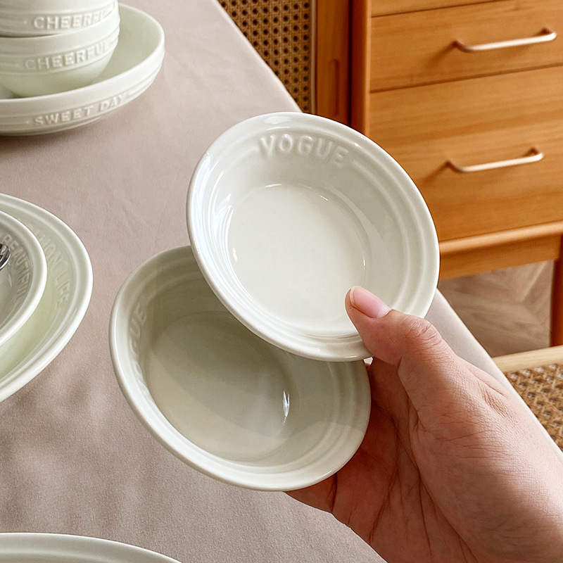 Trufa alivio blanco artesanía tazón de cerámica placa combinación simple ins ensalada plato bajo vidriado vajilla hogar