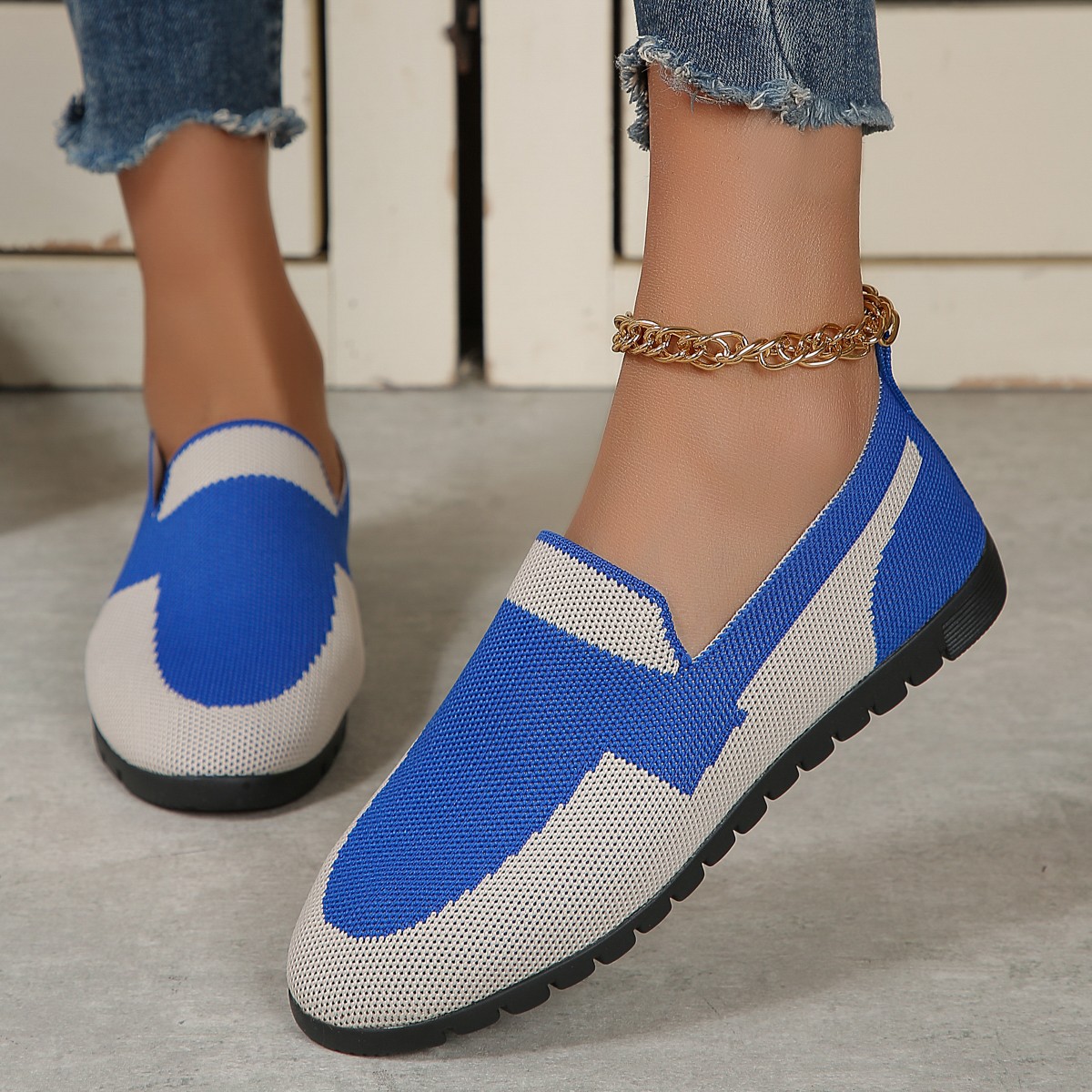 Women's Basic Color Block Round Toe Flats display picture 1