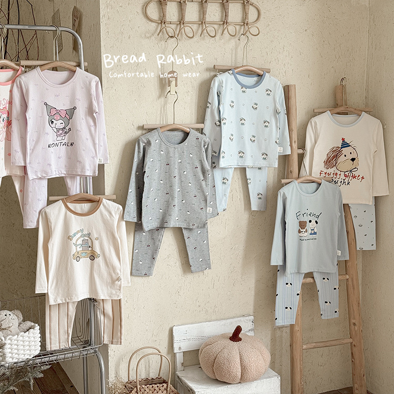 面包兔儿童睡衣家居服套装A类抗菌2025秋冬男女圆领卡通秋衣秋裤