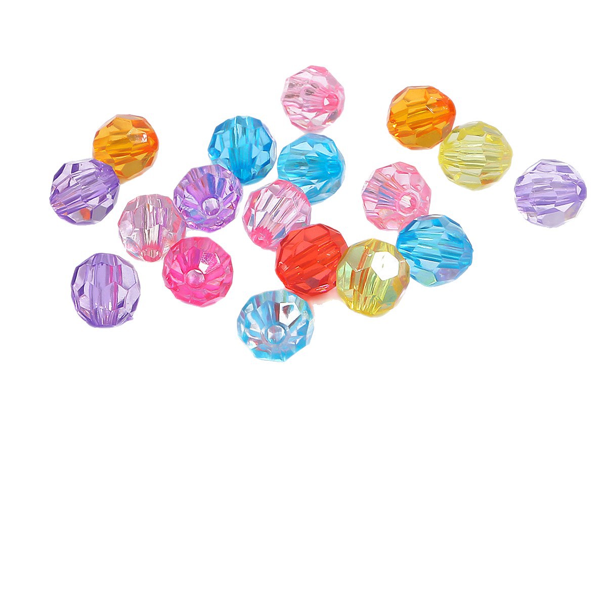 Acrílico de color mixto 32 cuentas transparentes de ángulo de corte DIY hechas a mano antiguas pinzas de pelo collar pulsera accesorios de material de cuentas image 6
