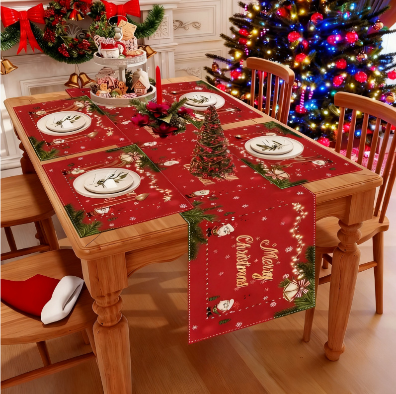 Nuevo conjunto de toallas de mesa transfronterizas de Navidad decoración de mesa Bandera de mesa Bandera de mesa Amazon 2026
