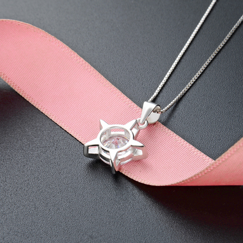 Joyería de plata transfronteriza s925 incrustado de zircon pentagramas colgante de joyería de comercio exterior de Europa y América moda de la cadena de clavícula de mujer