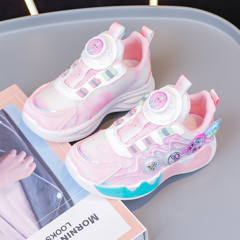 Balabala Girls Twist Shoes 2024 Spring and Autumn New Children's Light-Up Sports Shoes Girls Aisha Ant Steps