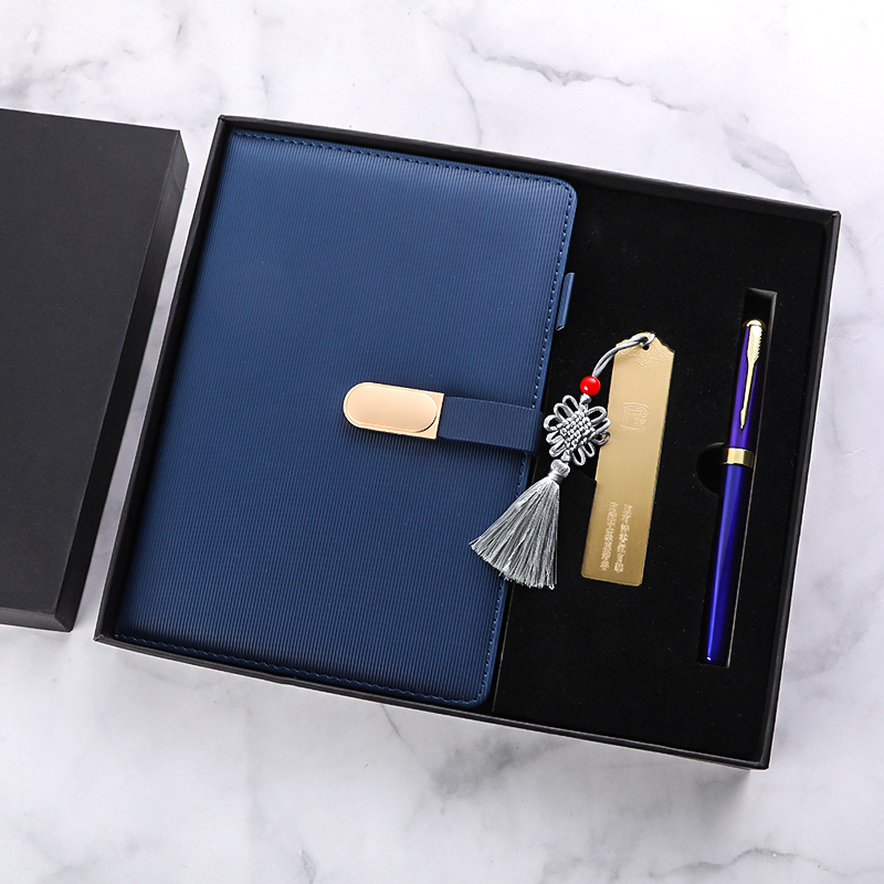 En stock A5 cuaderno de negocios traje de regalo de alta calidad de metal firma pluma traje de publicidad regalo de oficina de la Conferencia