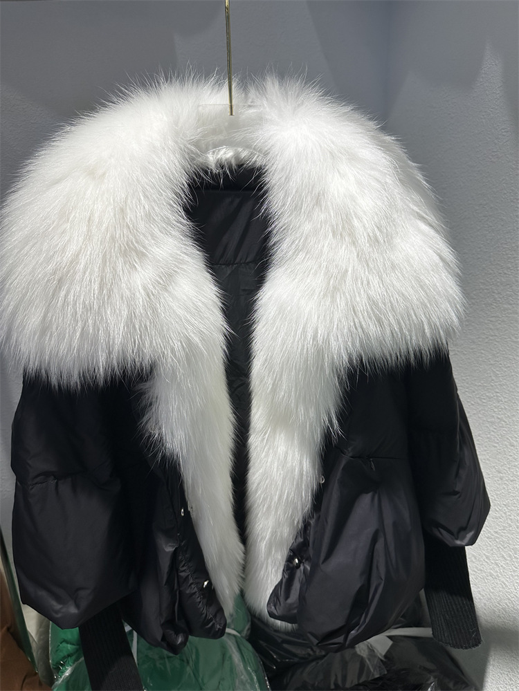 Women's Down Jacket With White Duck Down And Fur Short Coat_voghion.com