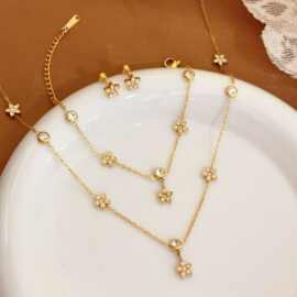 五角星手链欧美18k金色不掉色钛钢女简约百搭ins个性时尚项链套装