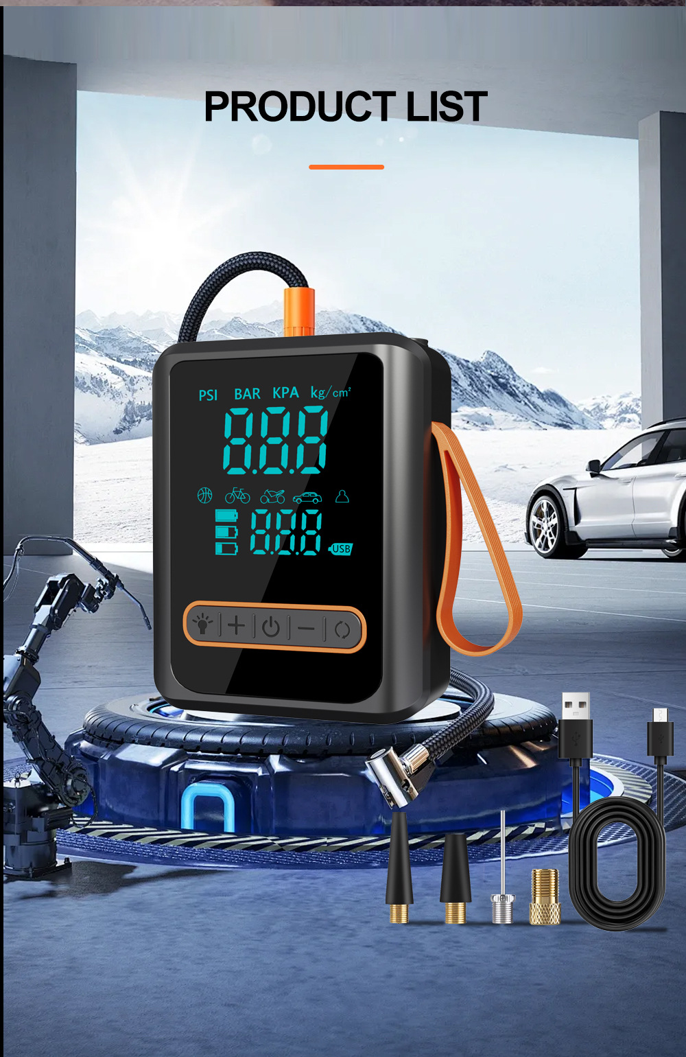 Cross-Border Electric Vehicle Air Pump, Motorcycle Tire Emergency Start-Up Power Bank, Car-Mounted Electric Vehicle Air Pump