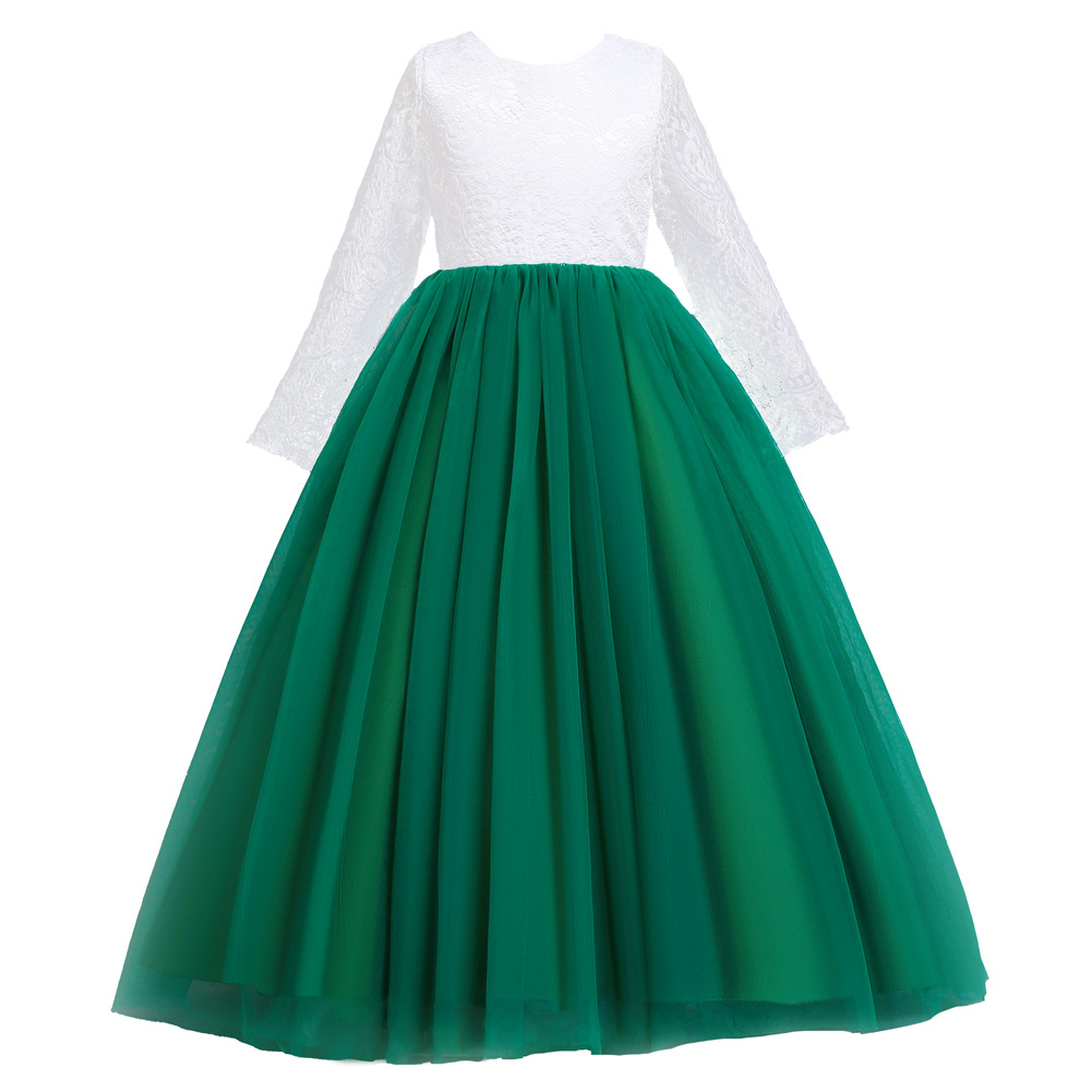 Amazon nuevo medio y grande de encaje de los niños vestido de princesa vestido largo niñas pasarela espectáculo traje de los niños vestido image 7