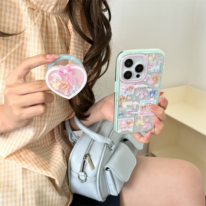 闪片粉蓝甜品兔磁吸支架适用iPhone16苹果15ProMax/14/13手机壳女|undefined