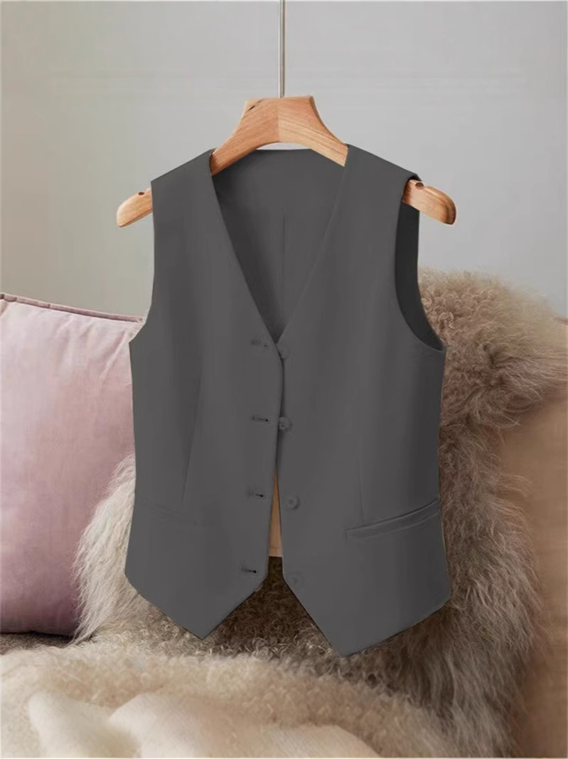 Women's Slim-Fit Suit Vest, Short Style, Suitable for Petite Women, Fashionable and Elegant for Commuting