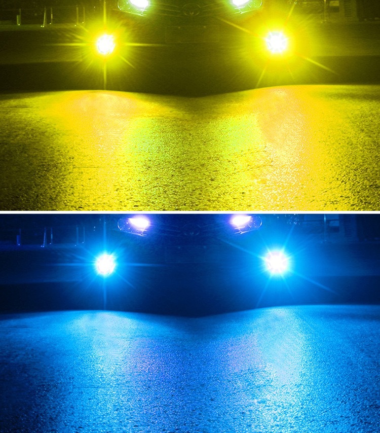 Factory Cross-Border Specializes in Automotive Led Lens Two-Color Fog Lamp H7 9005 9006 H11 Integrated Non-Destructive Installation