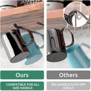 Metal 2 Pcs Metal Sturdy Mug Tree Coffee Bar Accessories, Hanging Coffee Cup Hooks under Cabinet