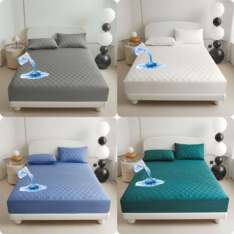 Foreign trade fittedsheets waterproof quilted bed hat wholesale bedspread hotel protective cover sanding dust cover urine proof