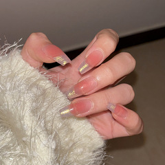 落日餘暉法式超仙手工穿戴甲美甲貼片可拆卸式假指甲美甲成品批發