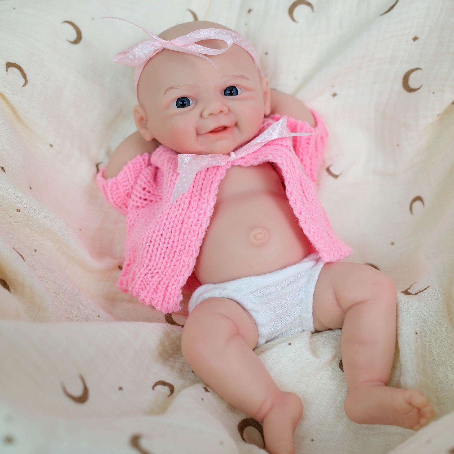 12 pulgadas Q-ball sólido polvo de silicona suéter Cardigan muñeca de simulación, regalo de Navidad sólida de silicona para niños