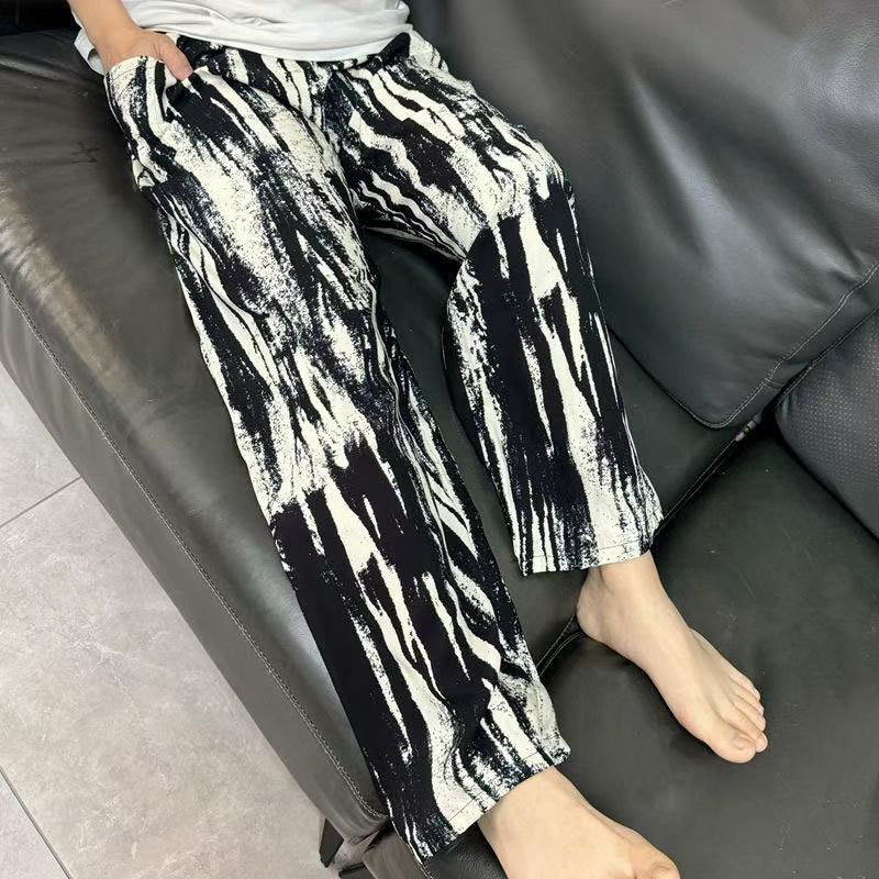 Pantalones casuales para hombre, pantalones harem de algodón y rayón, pantalones de pierna ancha, pantalones para dormir, talla grande, sueltos, transpirables, estilo informal y relajado