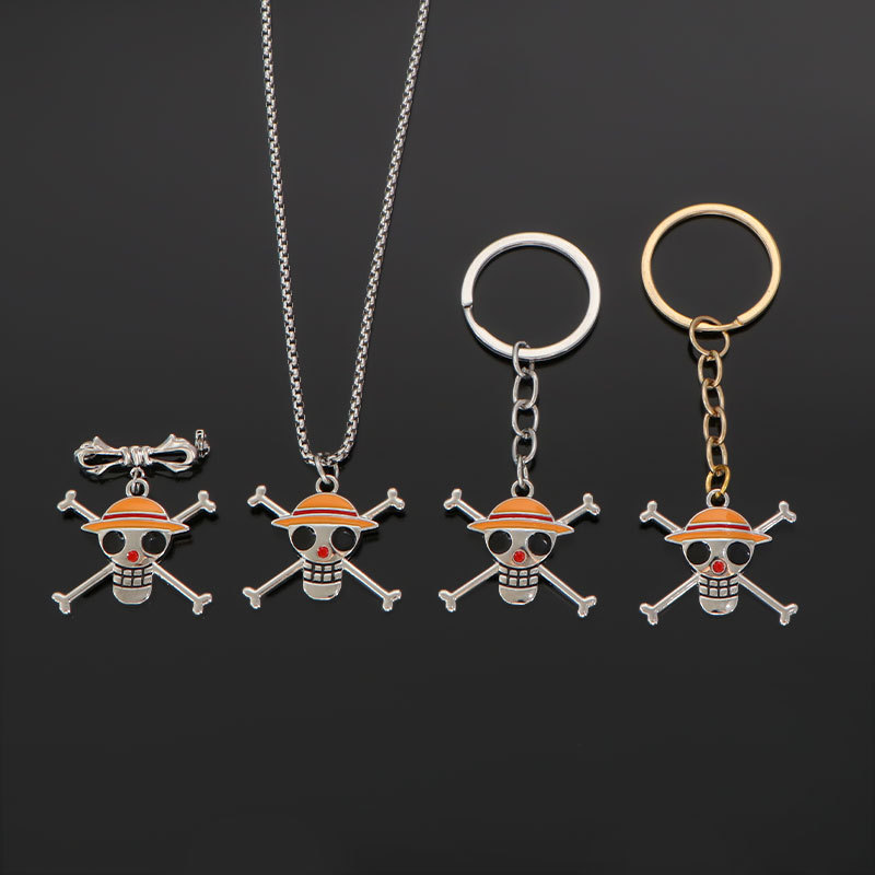 Decoraciones de aleación periférica de una pieza, sombrero de paja, calavera, broche de camino, colgante, llavero, collar, accesorios de ropa