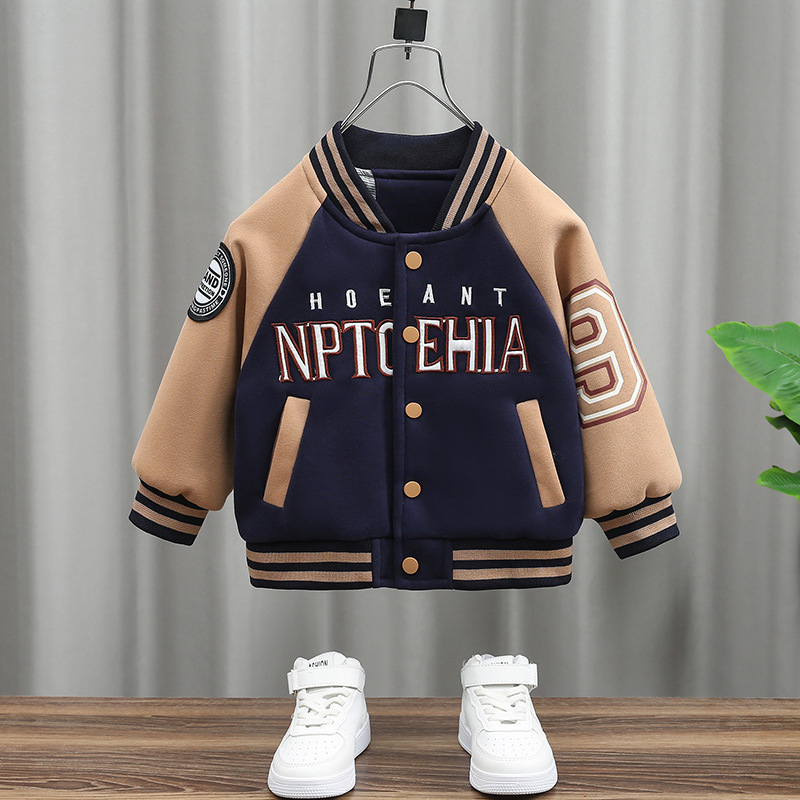 Boys' knitted baseball jacket spring autumn, Korean version, children's handsome and trendy cool top, versatile clothes_voghion.com