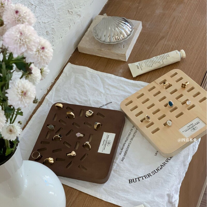 Sixi Wood Industry Wooden Jewelry Plate Tray Jewelry Ring Necklace Display Plate Display Stand Shooting