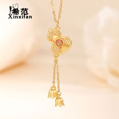 S925纯银葫芦铃兰花项链女款2025新款轻奢小众颈饰福气葫芦吊坠