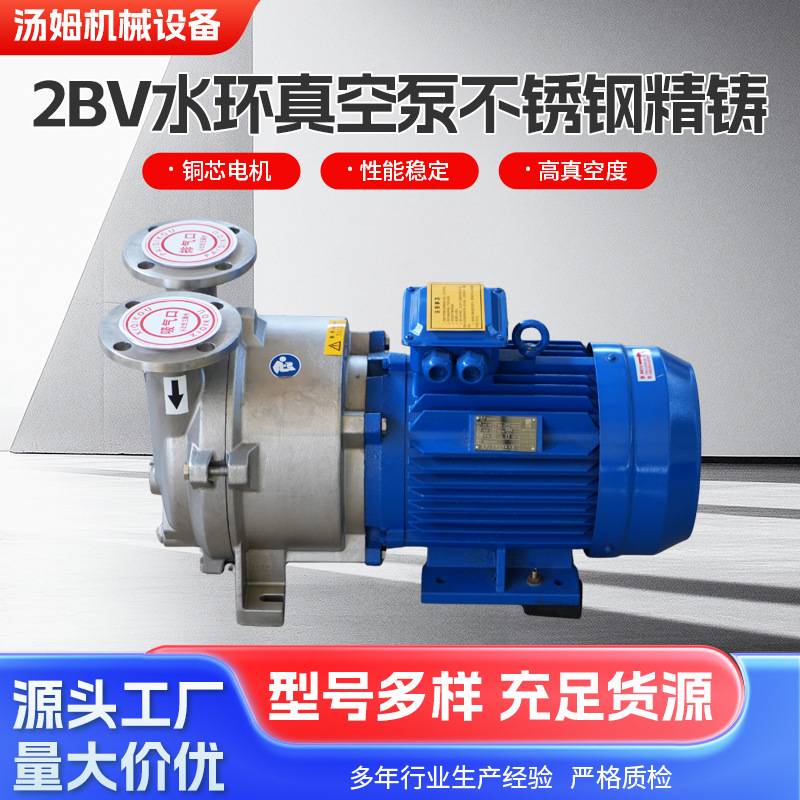 2BV水环真空泵耐腐蚀高真空全不锈钢304L/316L材质精铸不锈钢