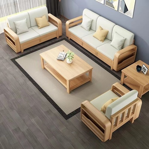 Nordic solid wood sofa combination imperial concubine corner living room small apartment home modern simple sofa rubber wood material