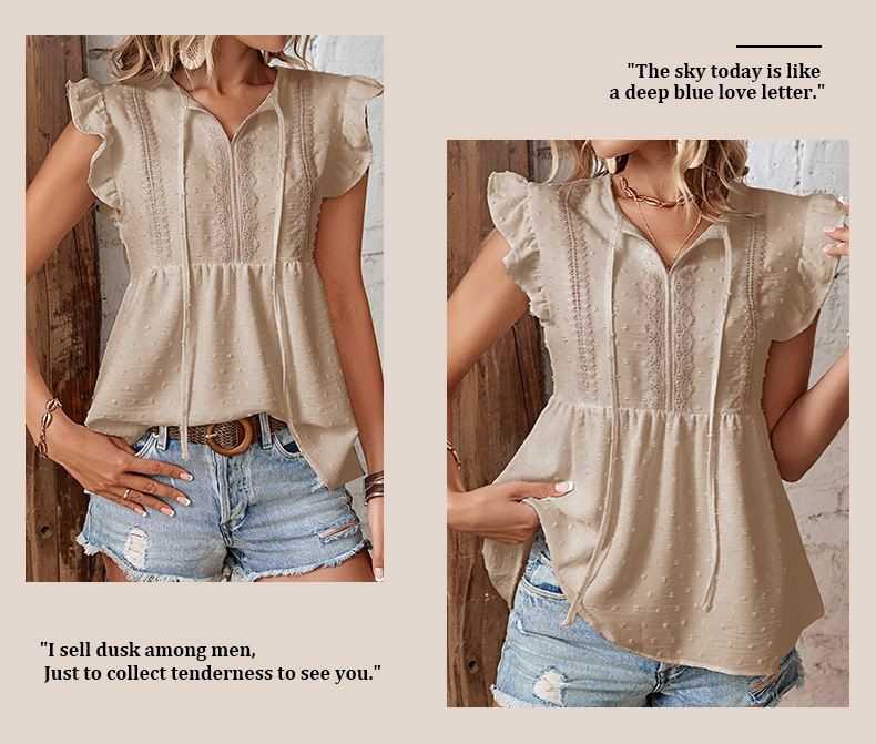 Camicia bianca con volant dal design senza maniche_voghion.com