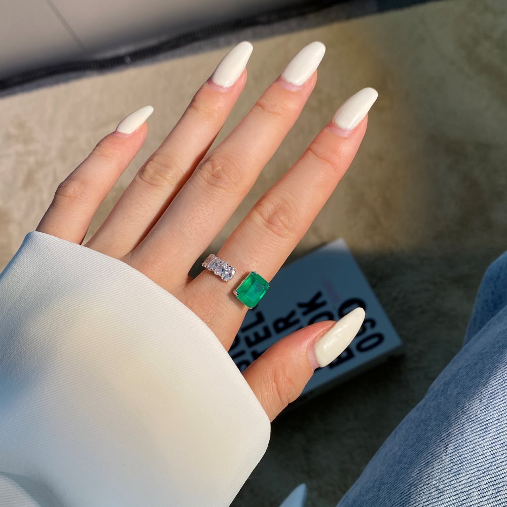 Fashion Square Sterling Silver Plating Inlay Zircon Open Ring 1 Piece