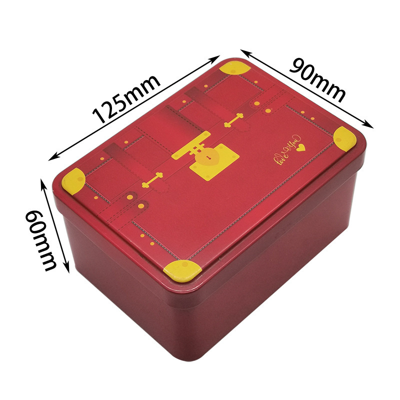 Rectangular Retro European and American Style Design Iron Box Red Medium Flip Storage Metal Packaging Tin Can Tin Box