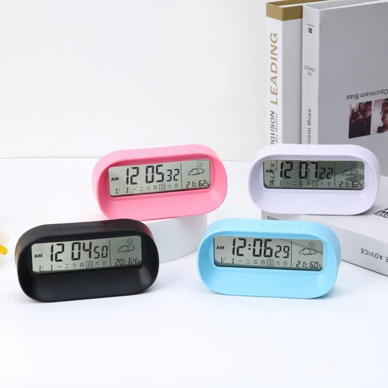 Настольные часы 2310, детские студенческие часы-будильник с функцией пробуждения, с отображением температуры и влажности, с вечным календарем на каждый день недели