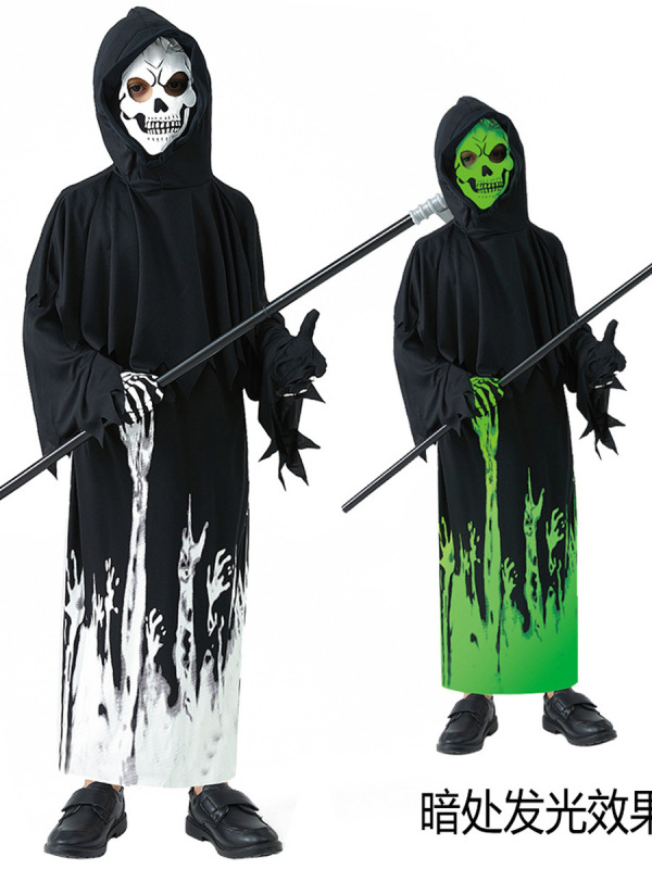 ハロウィーンパーティーコスプレ衣装暗闇の中で蛍光を発する死神児童鬼衣|undefined
