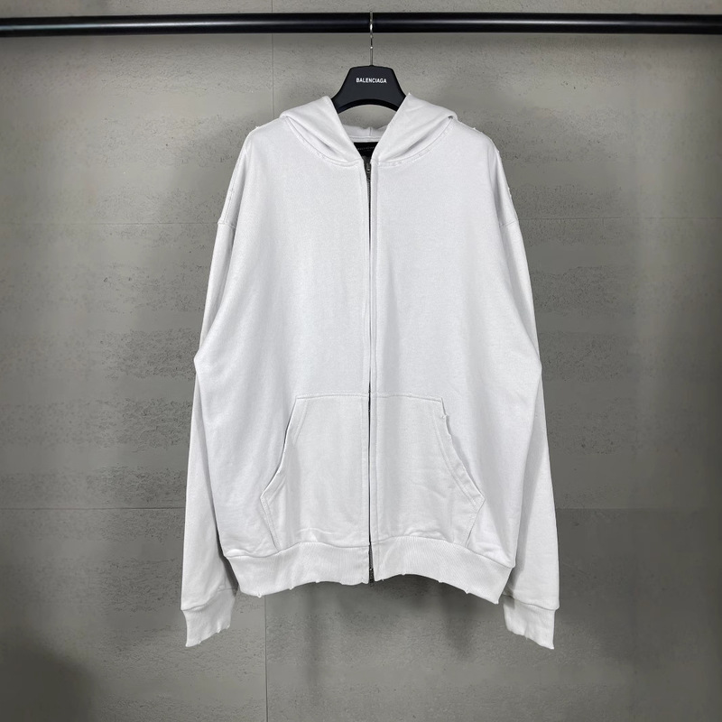 Paris Back Letter Foam Print Washable Old Zipper Cardigan Hoodie Men's and Women's OS Loose Hoodie