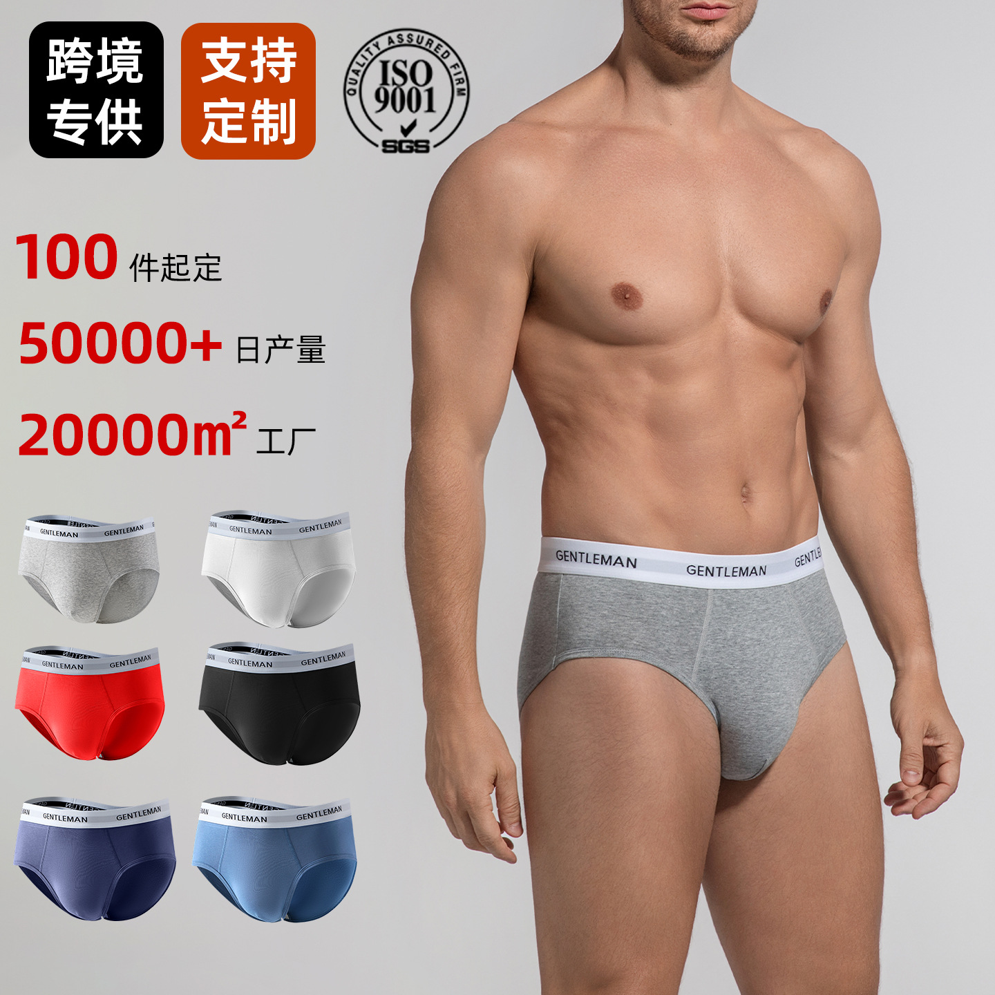 Cross-Border Exclusive European Size Men's Underwear Pure Cotton Breathable Briefs Foreign Trade Amazon Temu Hot Style Factory Direct Sale