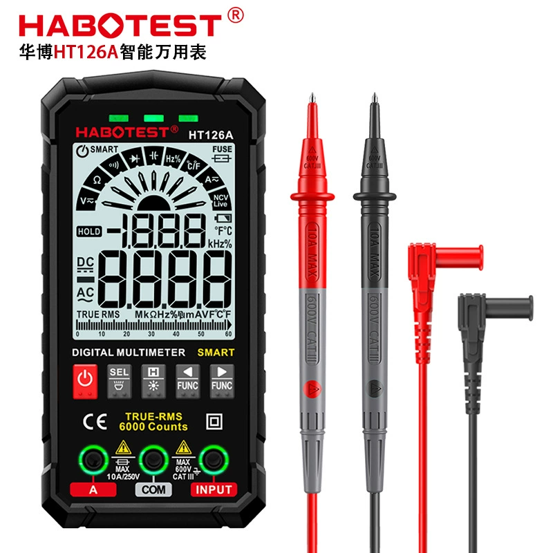 Huabo Заводской магазин HT126A мультиметр с цифровым дисплеем Высокоточный мини Универсальный Интеллектуальный измеритель электрика с защитой от ожогов