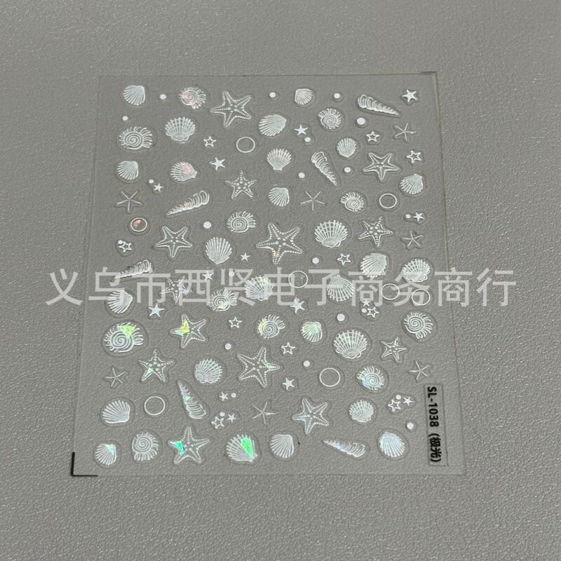 Internet Celebrity Dream Shell Light Starfish Shell Relief Nail Art Sticker Conch Jellyfish Creative DIY Handbook Decoration Sticker