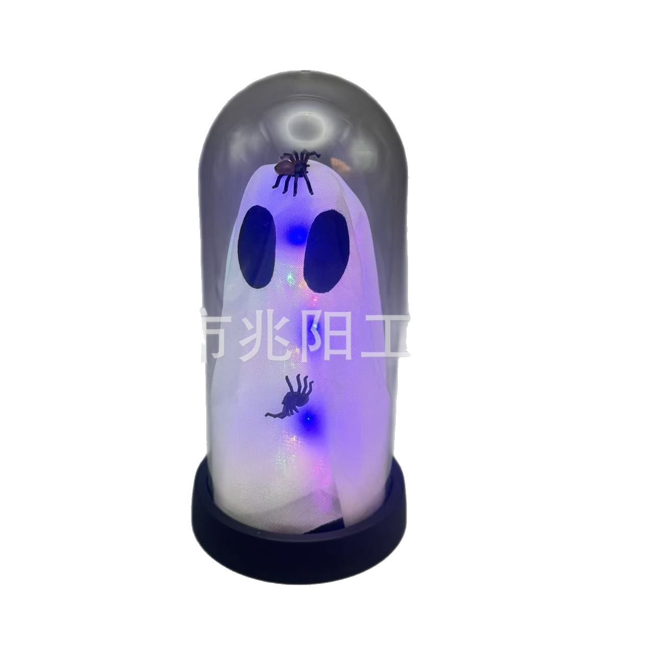 Decoración de la habitación de Halloween iluminado lindo fantasma en el reloj de cristal iluminado estatua LED luz de noche decoración