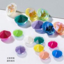 跨境 圆形八大八小摩卡荧光高端水晶玻璃钻尖底美甲贴钻diy饰品配