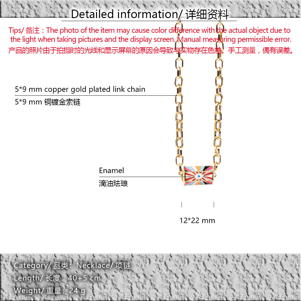 Devilu0027s Eye Copper Drip Necklace Female Ins Hip Hop Tide Gold Plated Thick Chain Clavicle Chain 