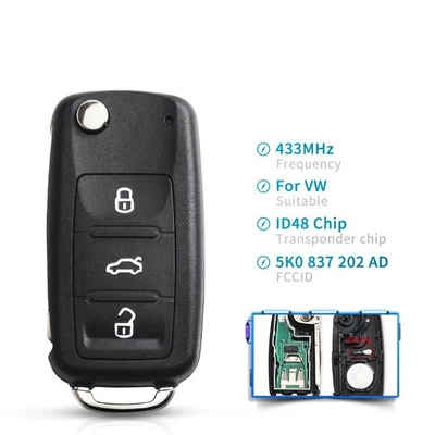 Suitable for Volkswagen 2-button Car Keys - 3-keys