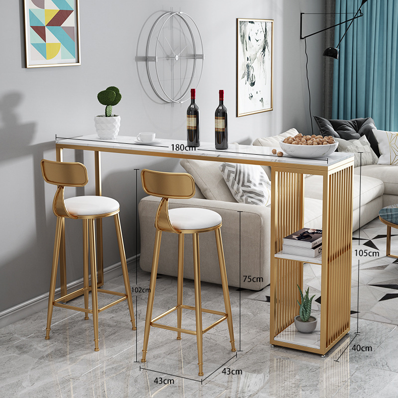 Gold set (1.8M table + two bar chairs)