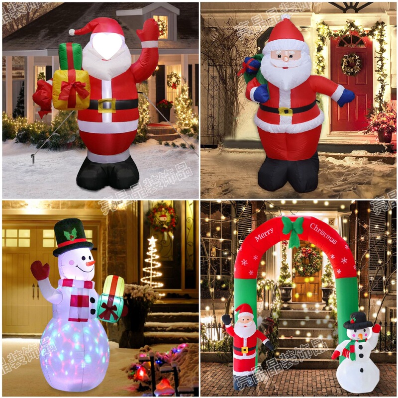 Christmas Inflatable Decorations Luminous Santa Claus Snowman Elk Inflatable Props Outdoor Courtyard Decorations