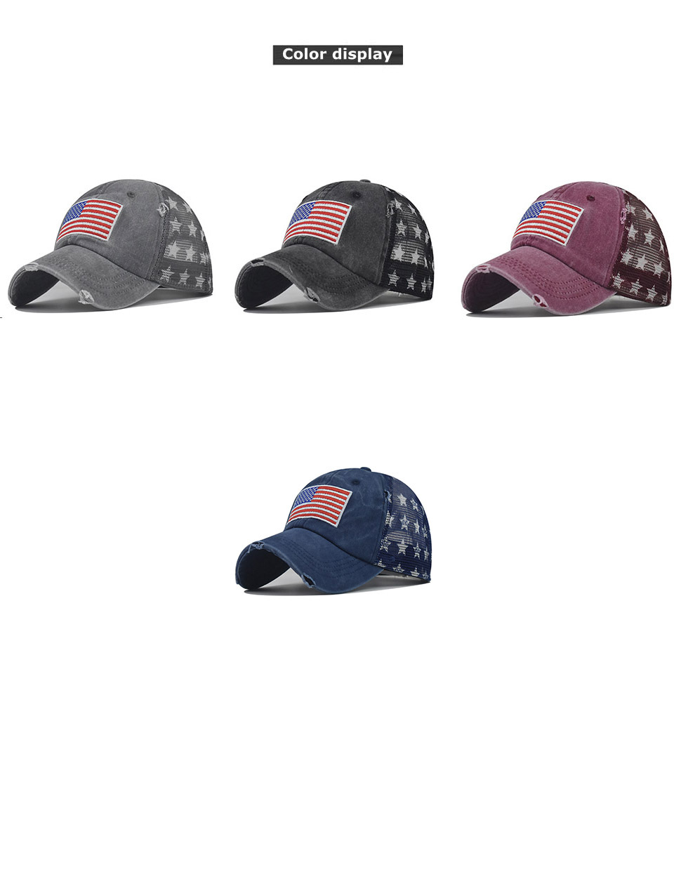 Women's Classic Style American Flag Embroidery Curved Eaves Baseball Cap display picture 2