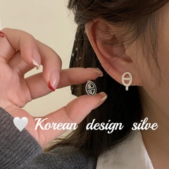 韓國ins風小眾氣質耳飾 S925純銀豬鼻子滴膠綠色白色耳環簡約女款