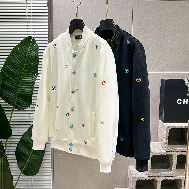 Heavy Embroidered 2025 Spring New Turquoise Button Fashionable Jacket Loose All-match Baseball Jacket for Men