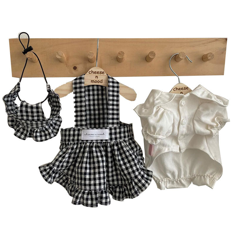 Estilo coreano primavera y verano perro camisa Plaid suspender falda traje gato houndstooth falda Teddy ropa para perros mascotas