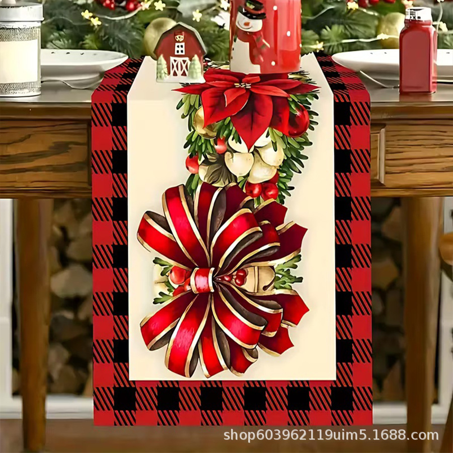 Amazon transfronterizo nueva bandera de la mesa de Navidad fábrica directa invierno muñeco de nieve Santa estampado almohadilla de mesa