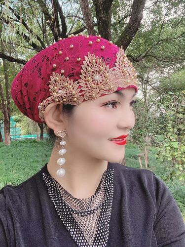 Oudin Nail Pearl Fairy Hat Embroidery Style Hui Ethnic Hat Xinjiang Hat European Vintage Hat 
