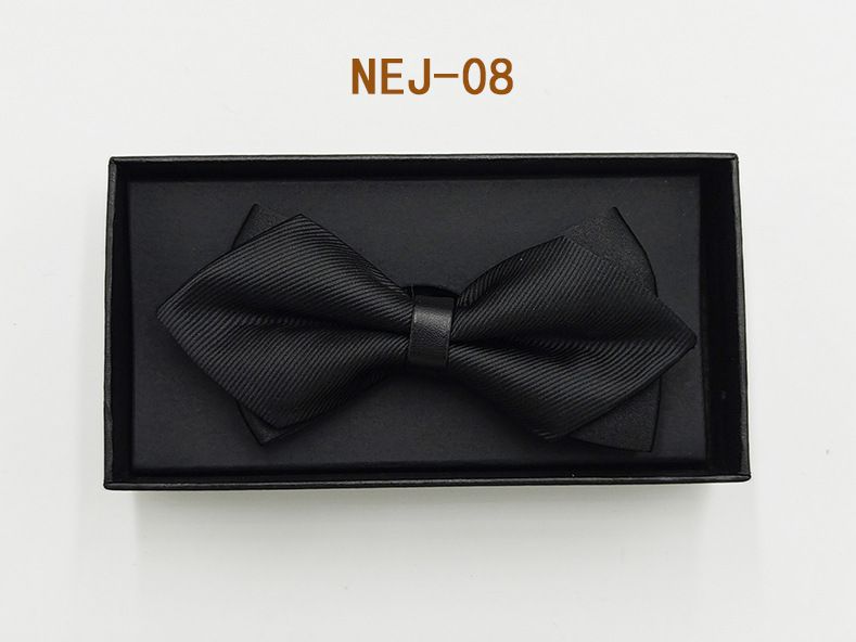 Pajarita negra de color sólido para hombre Boda británica Boda novio padrino traje camisa arco caja de regalo embalaje