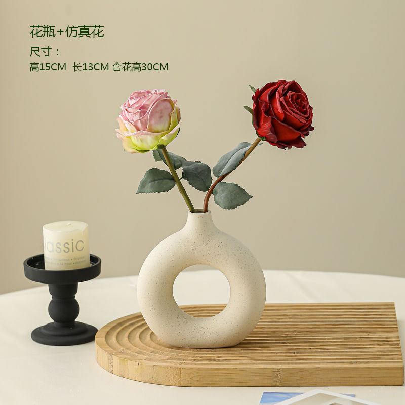 セラミック花瓶装飾品模擬牡丹デスクトップ装飾造花リビングルームテーブルフラワーアレンジメント花束ニッチハイエンド|undefined