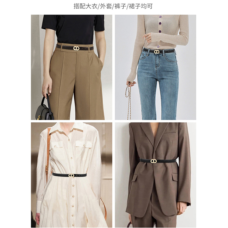 Cinturón de cuero genuino para mujer, estilo nuevo de verano 2025, cinturón decorativo para mujer, versátil con faldas y jeans, marrón.